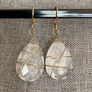 Vintage Gold and Quartz Teardrop Earrings